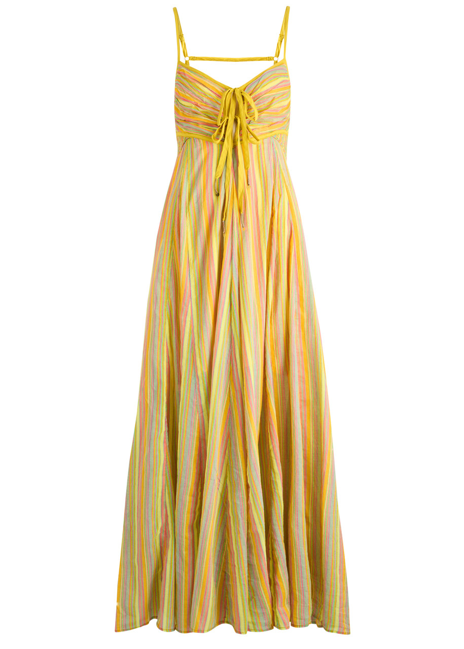 Free People Dream Waver Striped Cotton Maxi Dress - Orange - L - L