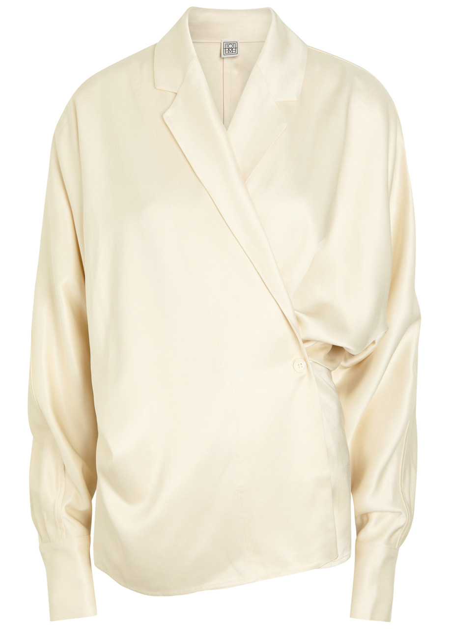Toteme Satin Wrap Blouse - Ecru -