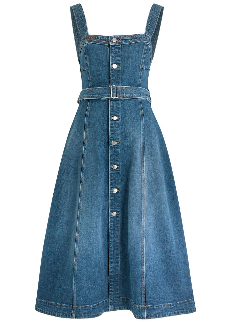 Simkhai Alba Panelled Stretch-denim Midi Dress - L