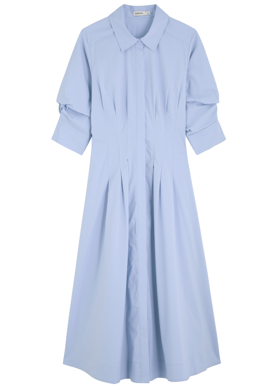 Simkhai Jazz Cotton-blend Poplin Midi Shirt Dress - Light Blue - L L