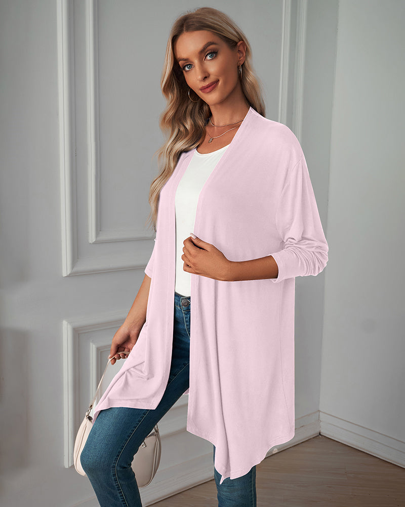 Zeagoo Women's Cable Knit Oversized Dressy Cardigan Jackets Long Sleeve Cardigan Sweaters - Pink L-