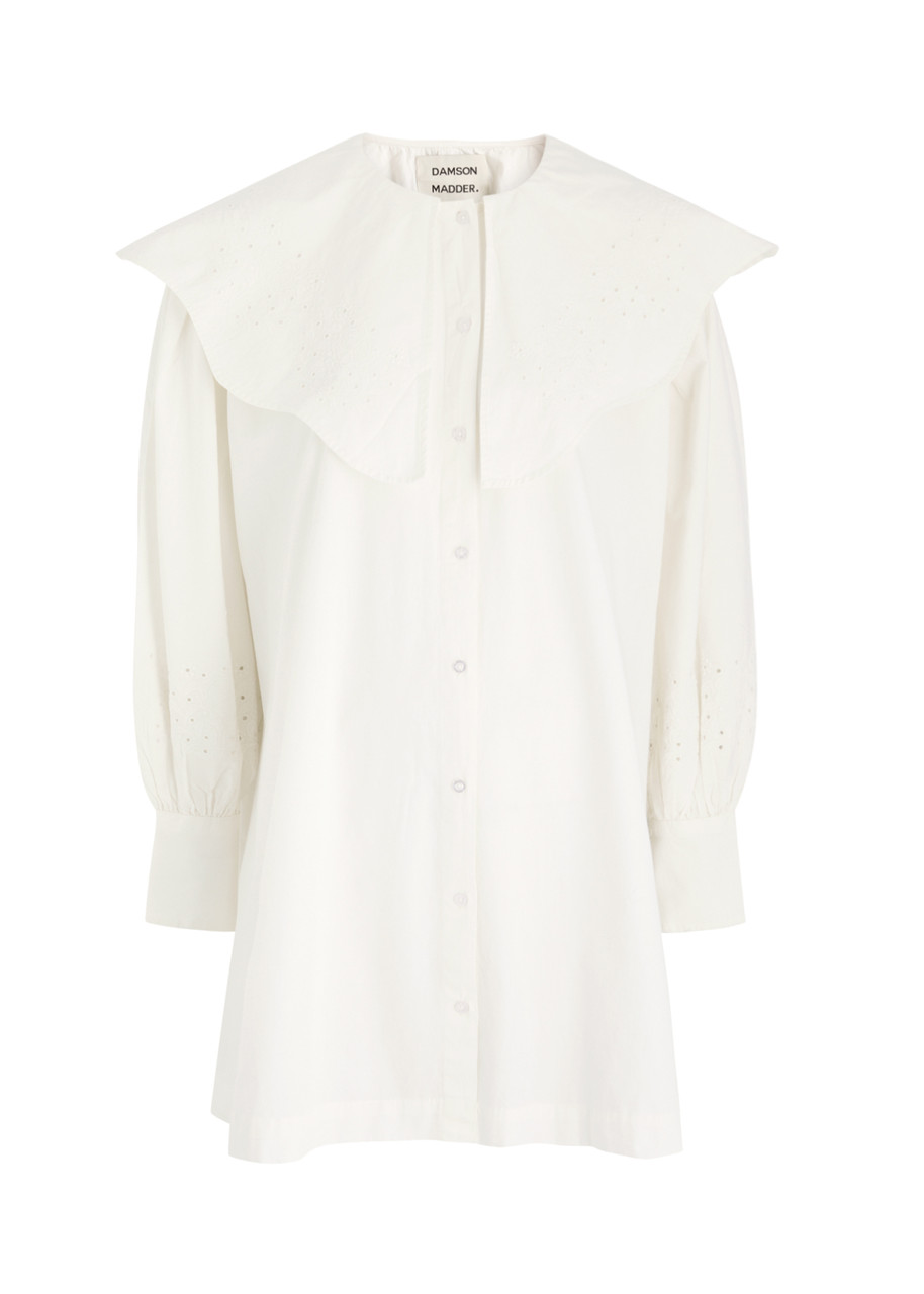 Damson Madder Mimi Broderie Anglaise Cotton Mini Dress - White - S