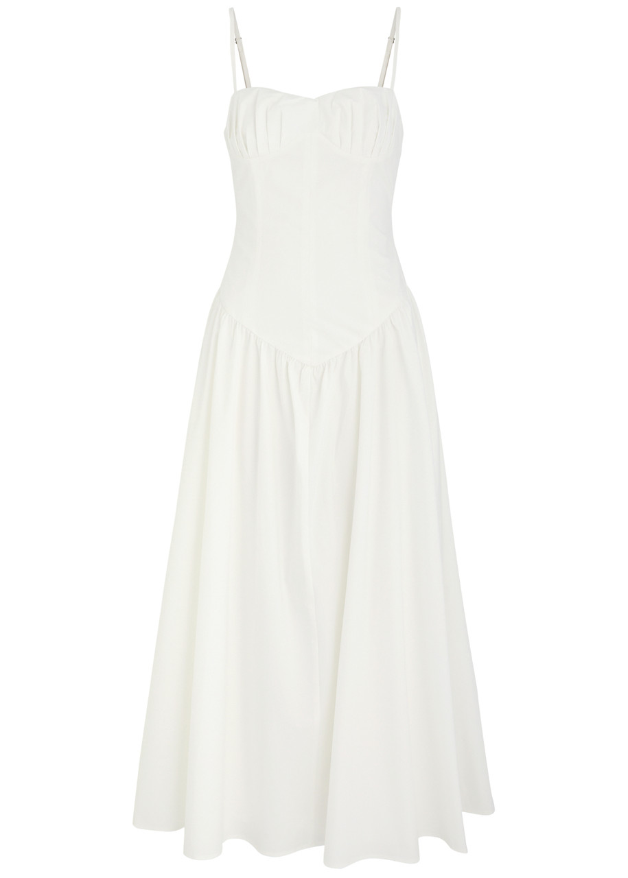 DE LA Vali Besito Cotton-poplin Midi Dress - White - S