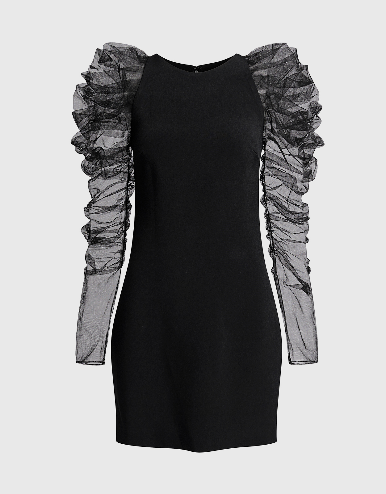 Cushnie Ruched Tulle Sleeve Mini Dress -