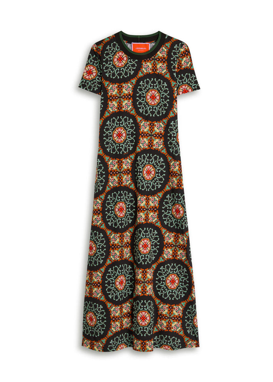 LA Double J Sporty Printed Cotton Midi Dress - Multicoloured