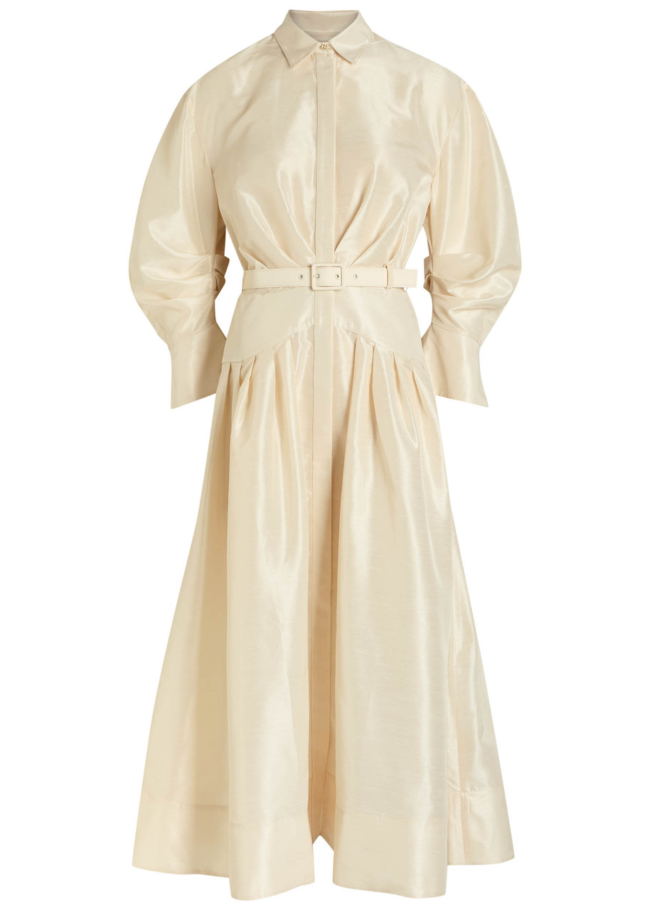 Rebecca Vallance Maple Taffeta Maxi Shirt Dress - Cream -