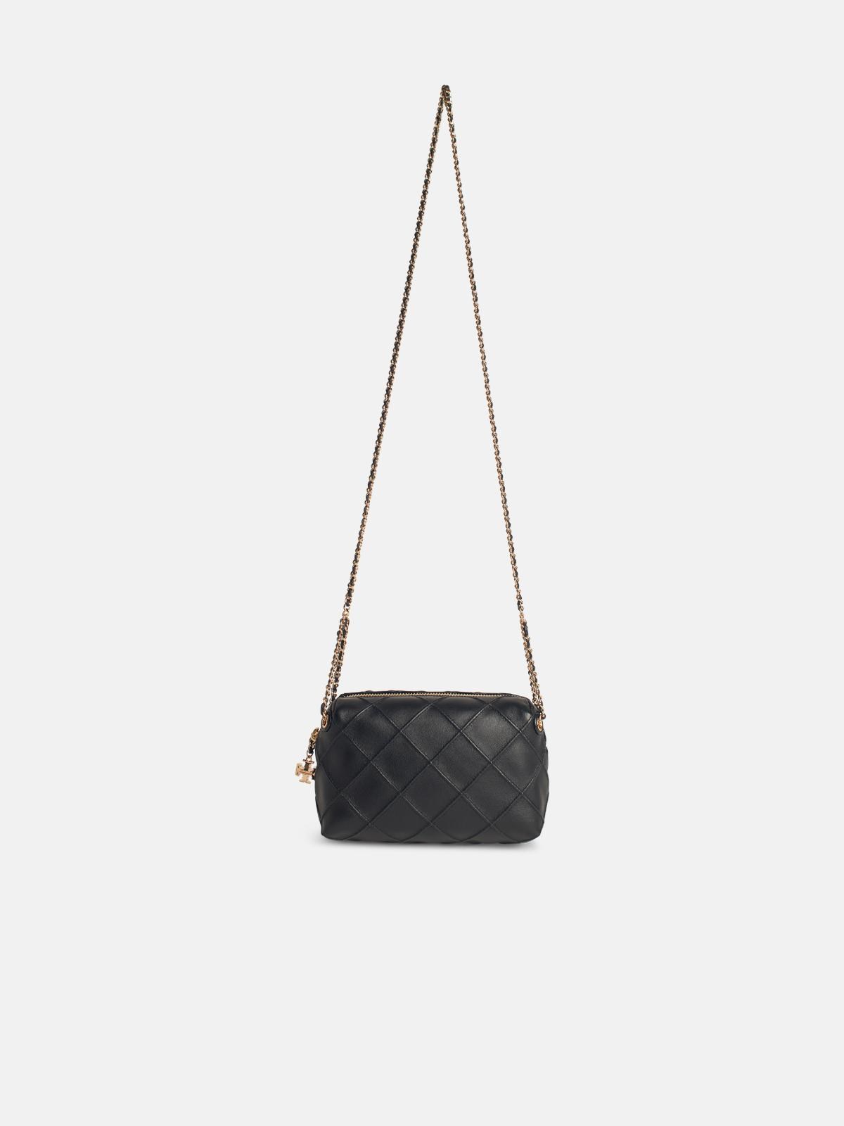 TORY BURCH 'Fleming' Mini Black Leather Crossbody Bag