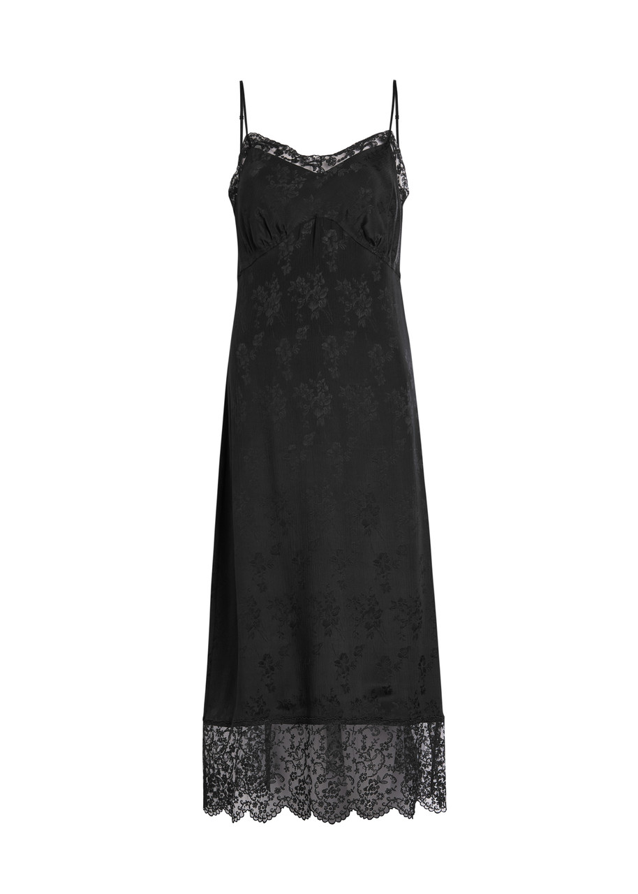Simone Rocha Floral-jacquard Silk-satin Midi Slip Dress - Black - S