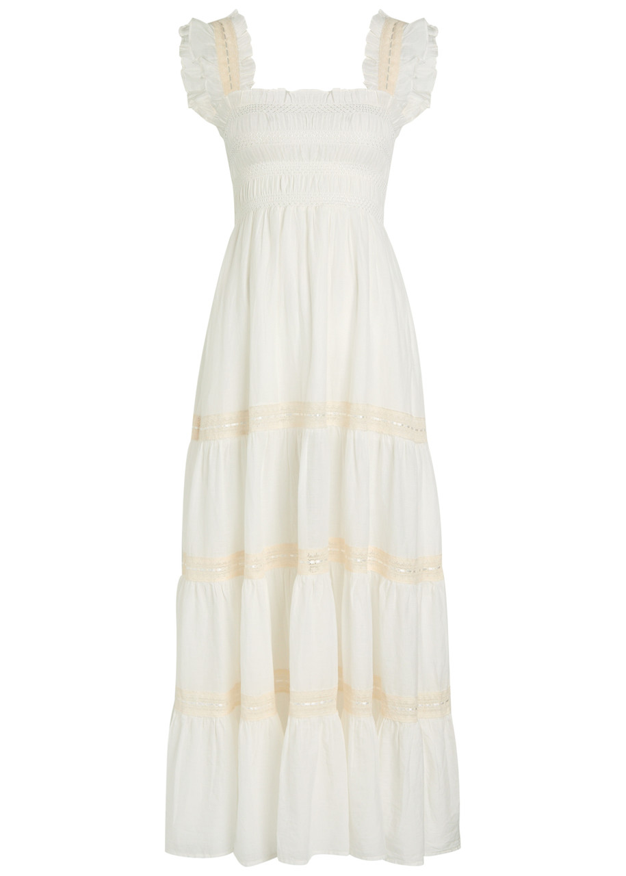 Rixo Aubrey Ruffled Cotton Midi Dress - White -