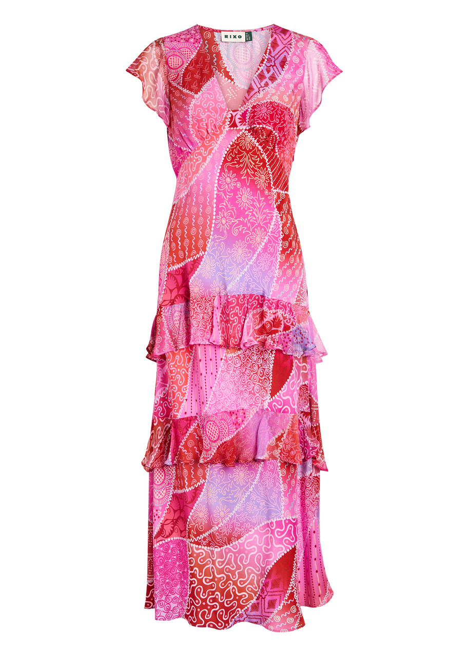 Rixo Meena Patterned Silk-chiffon Midi Dress - Pink - X