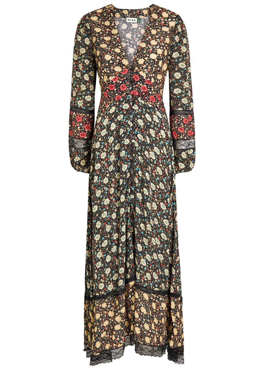 Rixo Raven Floral-print Crepe de Chine Maxi Dress - Multicoloured -