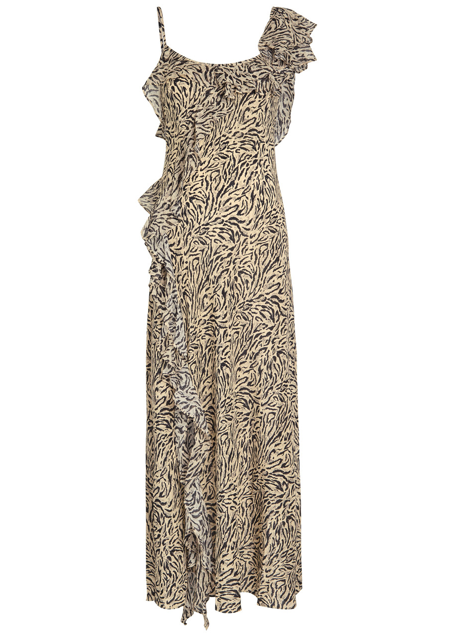 Rixo Ester Leopard-print Silk-crepe Maxi Dress -