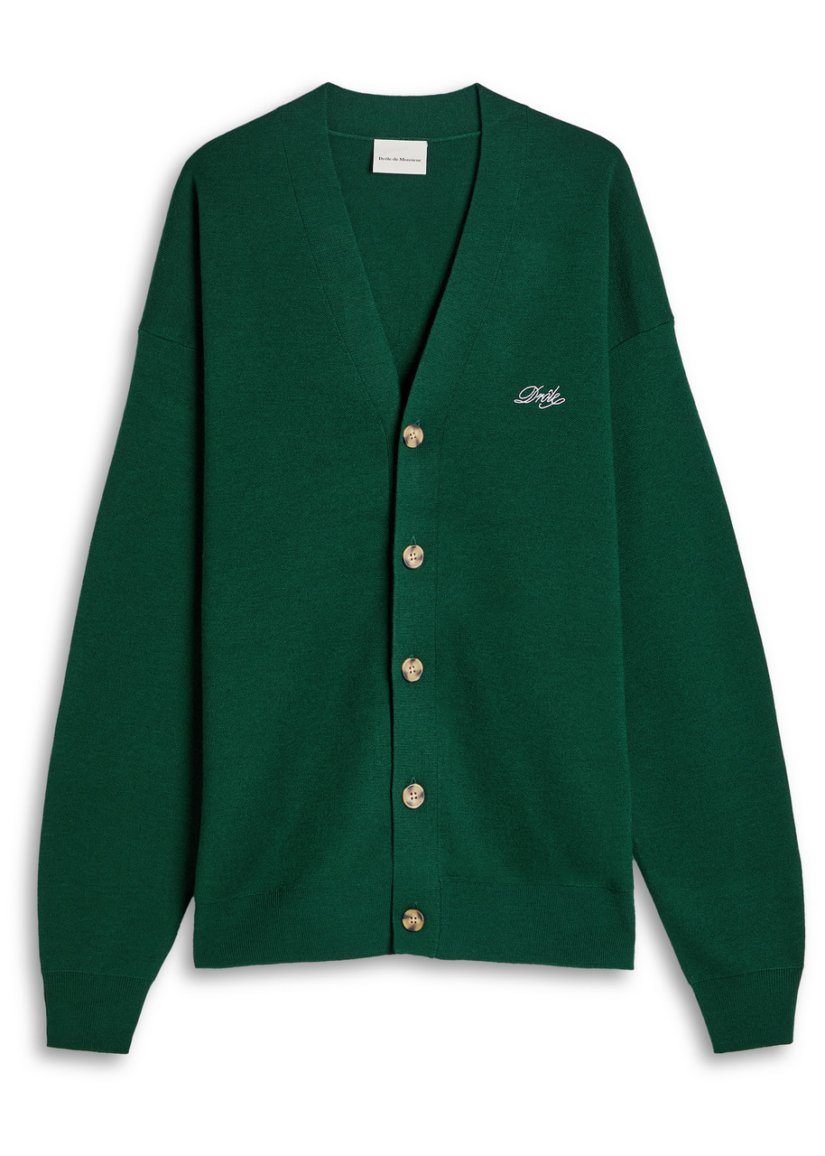DRLE DE Monsieur Le Cardigan Drle Embroidered Knit Cardigan - Dark Green