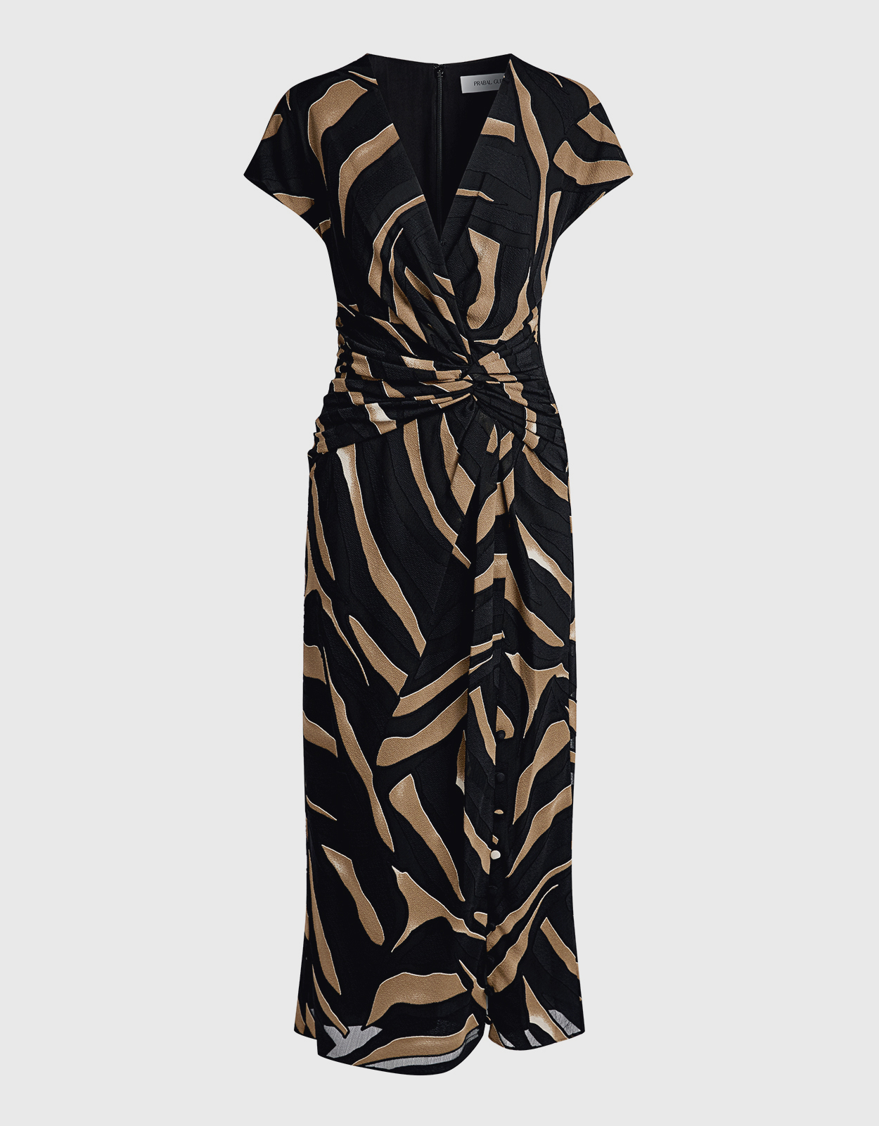 Prabal Gurung Tiger-Stripe Printed Silk Crepe Maxi Dress -