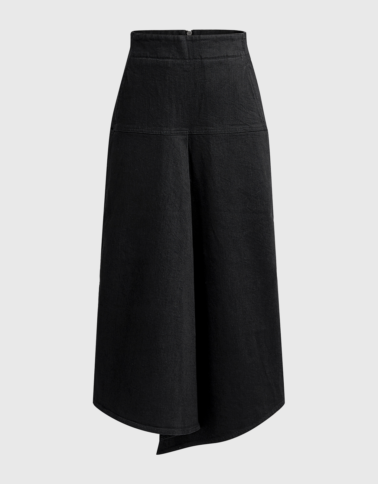 Tibi Asymmetric Drape Denim Midi Skirt -