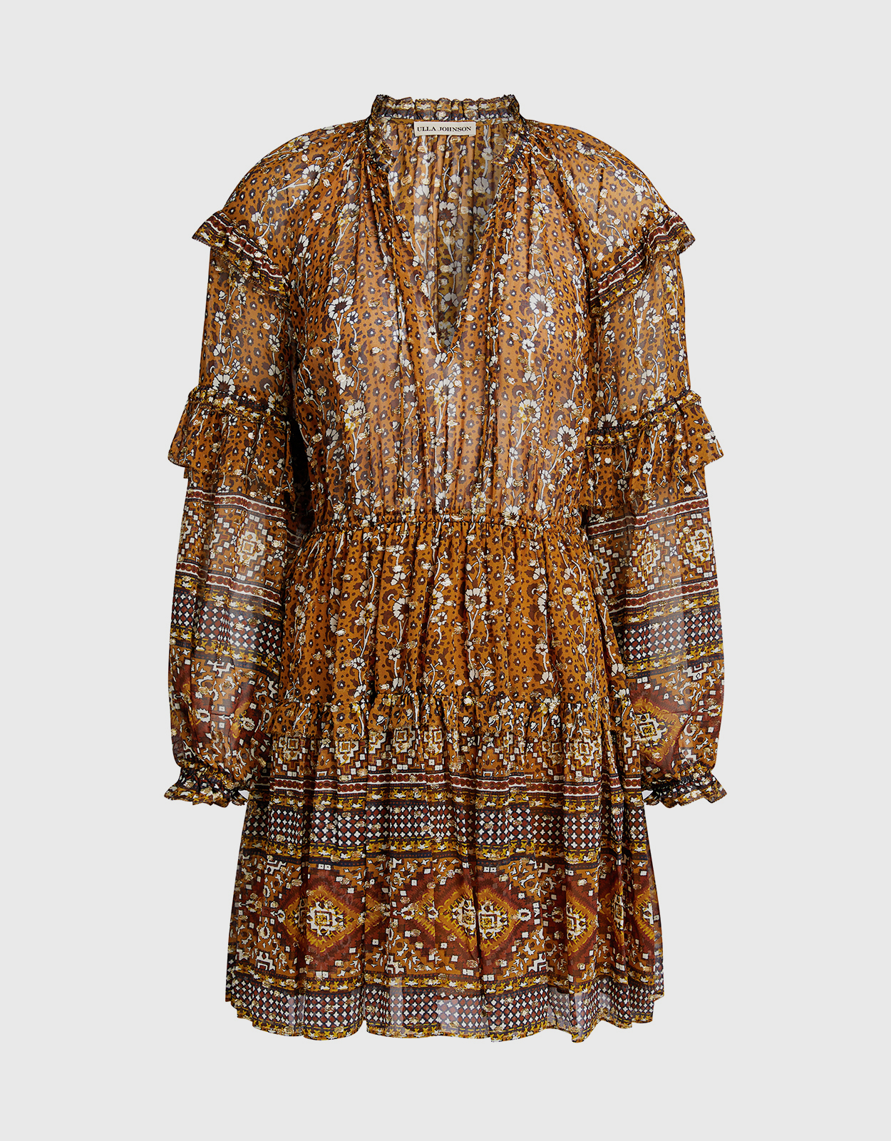 Ulla Johnson Erisa Floral Ruffled Lurex-blend Mini Dress -