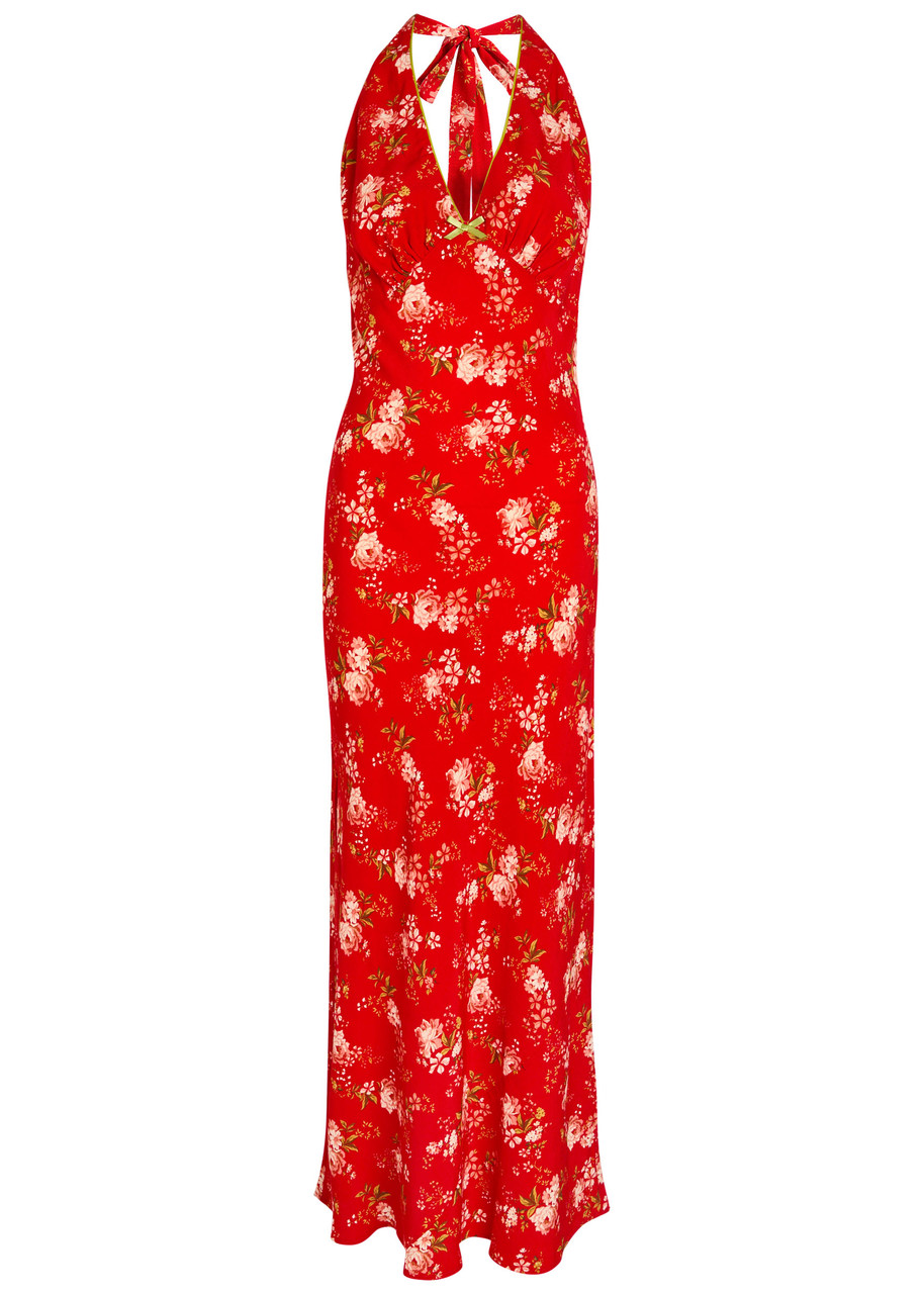 Never Fully Dressed Floral-print Crepe Maxi Dress - Red - L