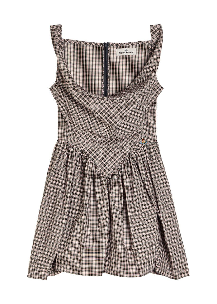 Vivienne Westwood Mini Sunday Plaid Cotton Mini Dress - Off White -