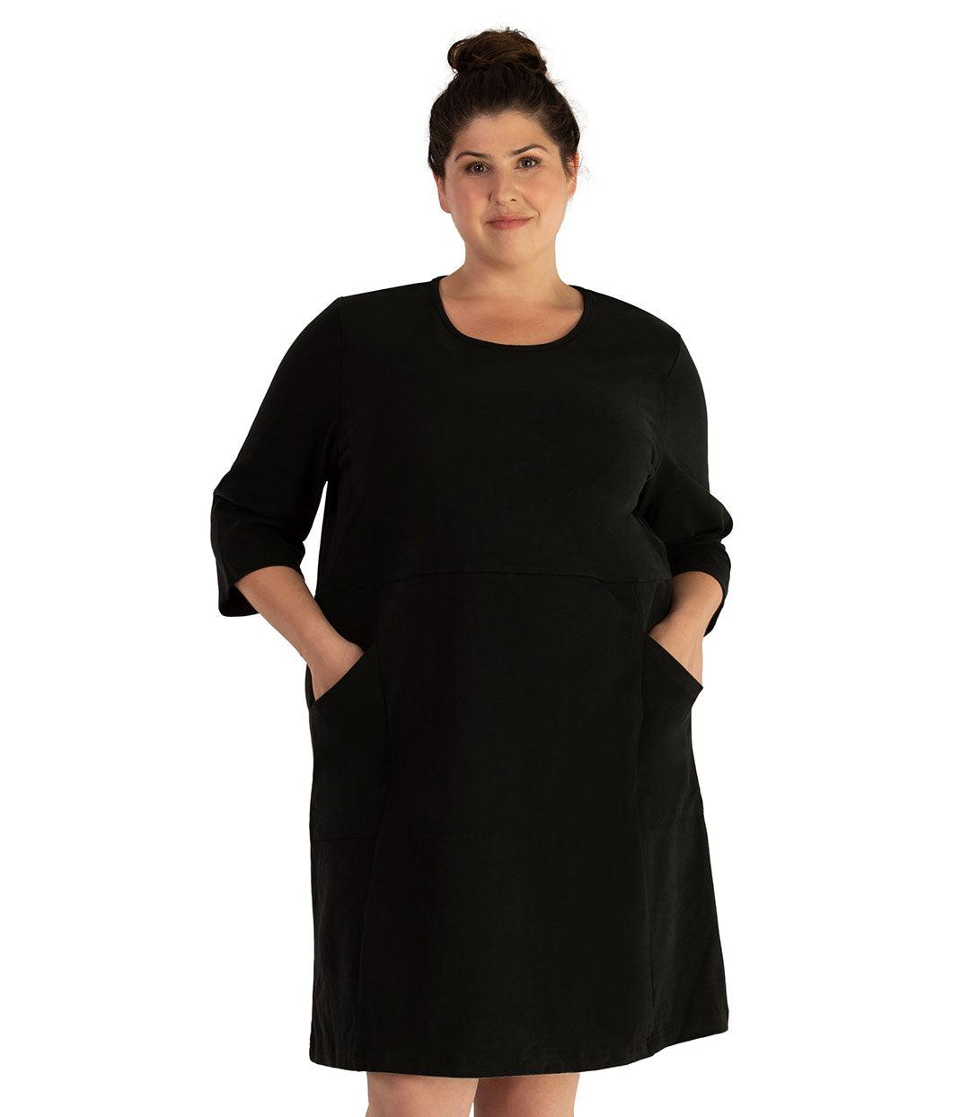 Legacy Cotton Casual Sleeve Dress Basic Colors - FINAL SALE, X Black