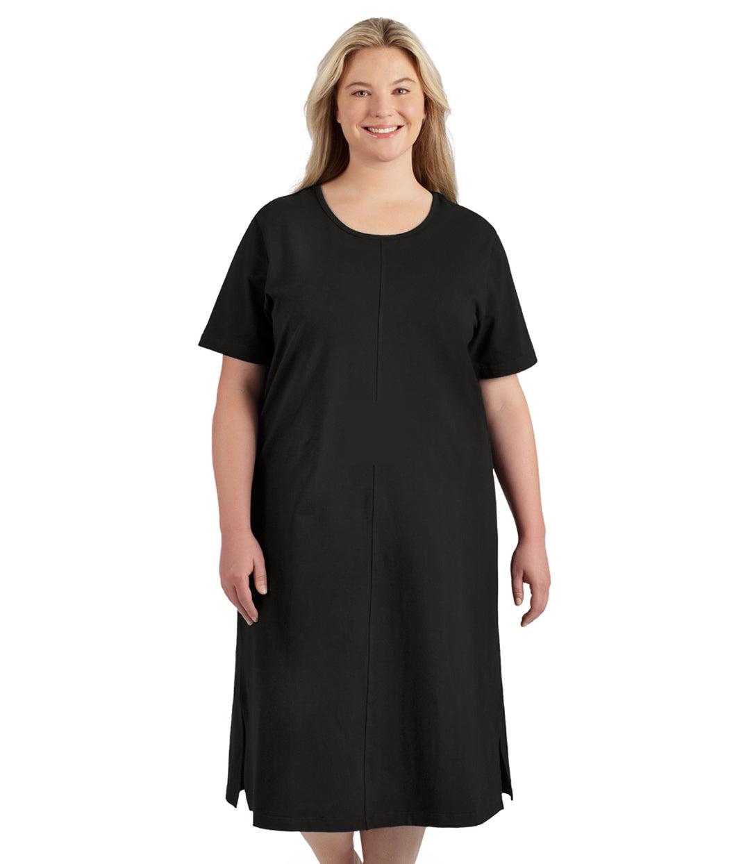 Stretch Naturals Short Sleeve Dress Basic Colors - FINAL SALE, X Black