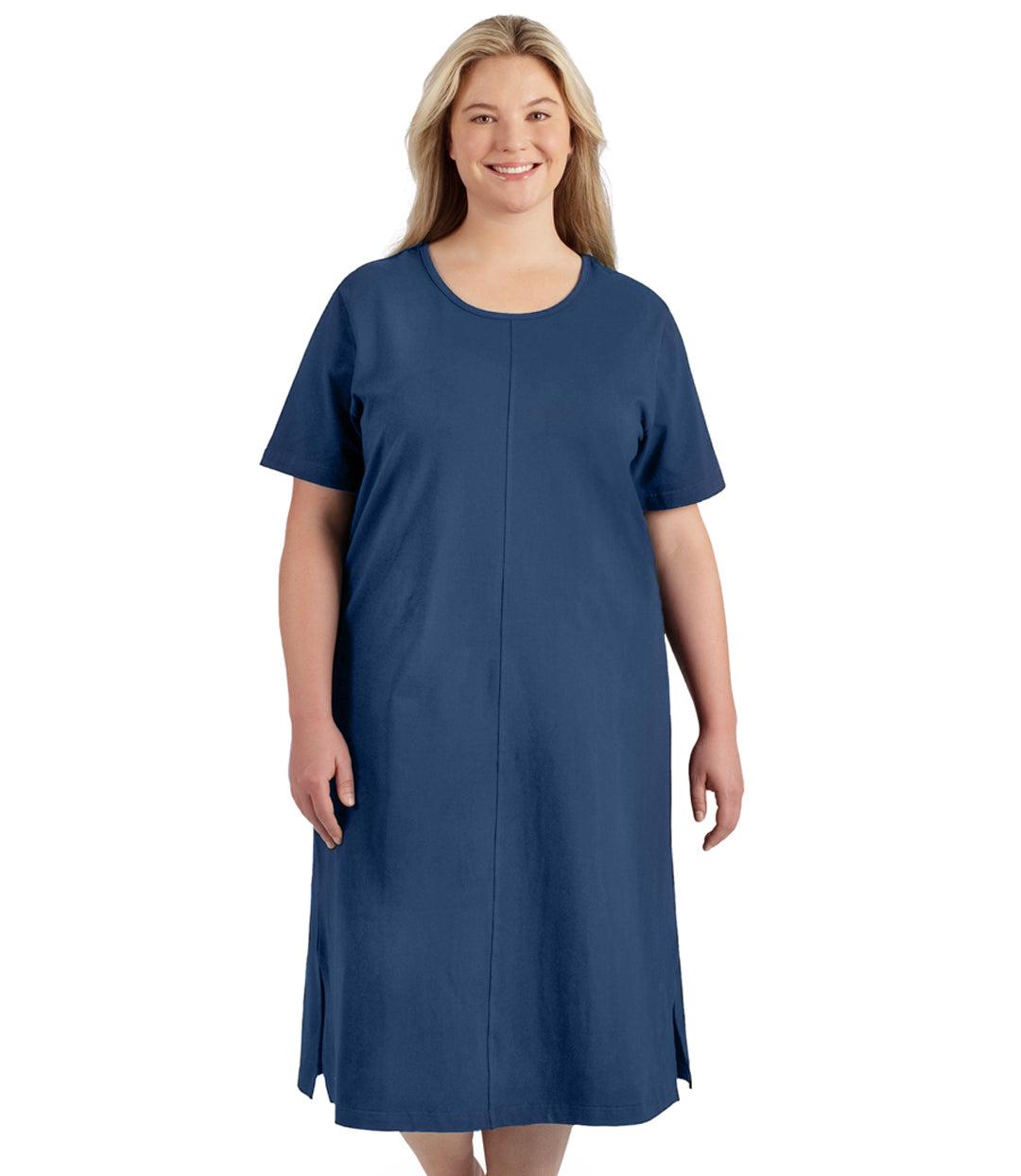 Stretch Naturals Short Sleeve Dress Classic Colors - FINAL SALE, X French Blue