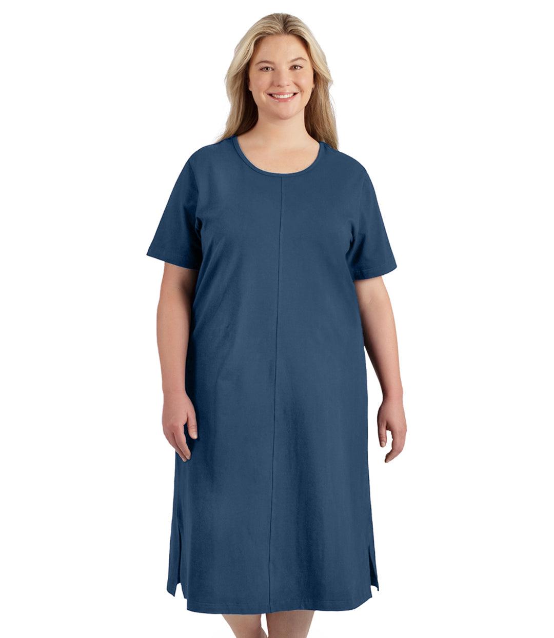 Stretch Naturals Short Sleeve Dress Classic Colors - FINAL SALE, X Denim Blue