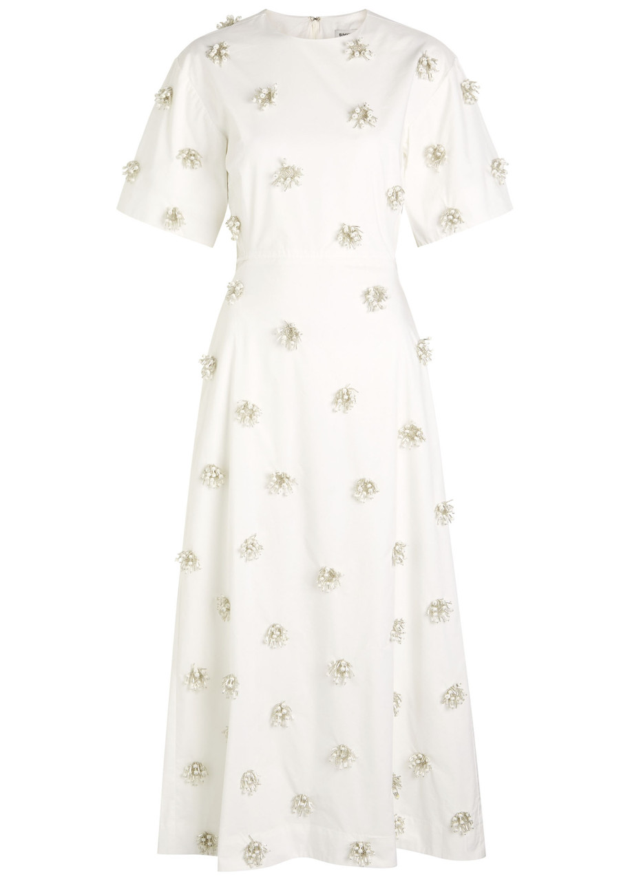 Simkhai Starla Embellished Cotton-blend Poplin Midi Dress - White - S