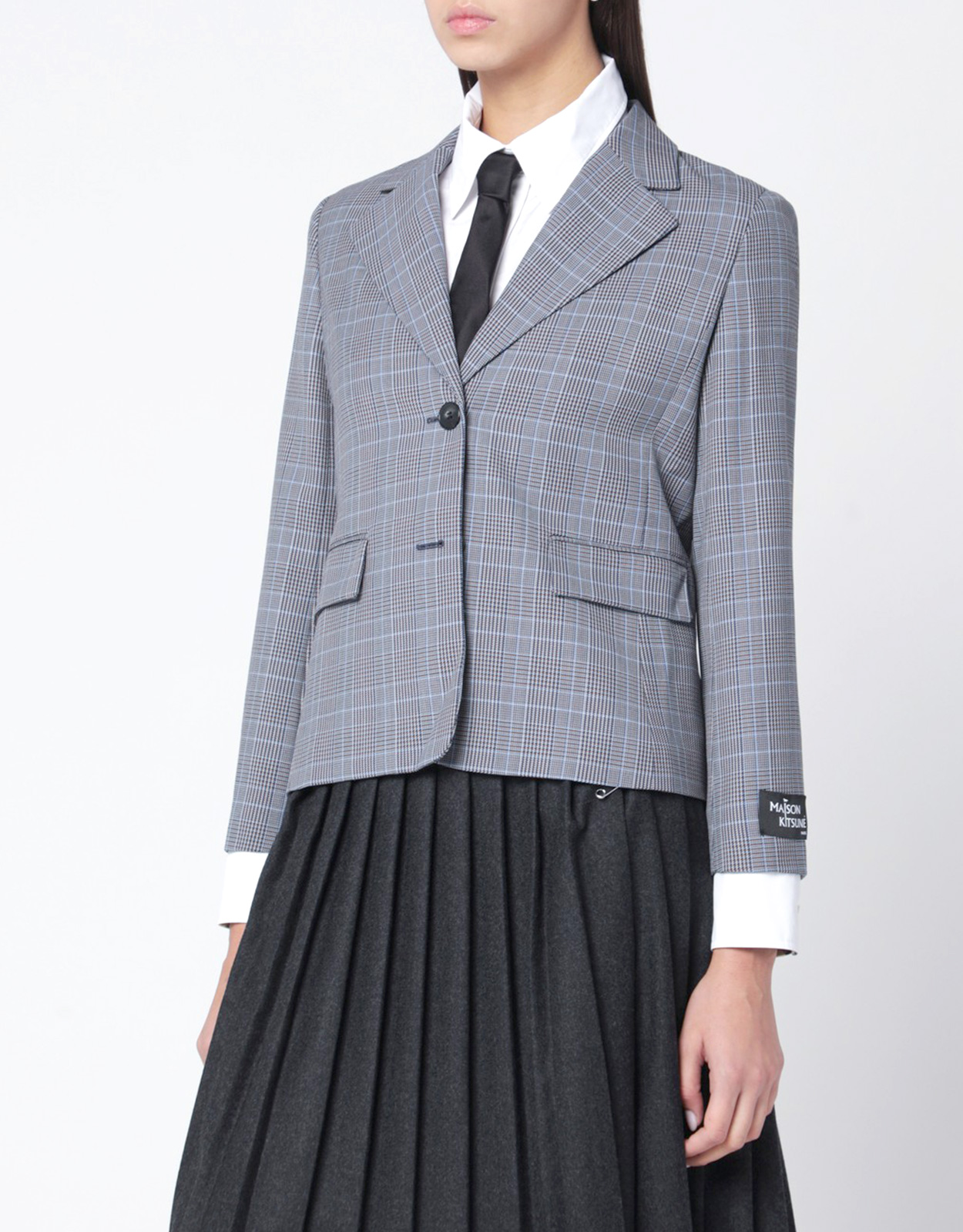 Maison Kitsun Blue checked single-breasted blazer - FR
