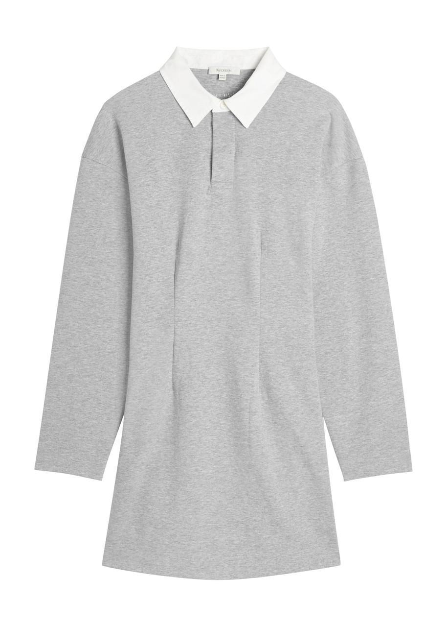 JW Anderson Long Sleeve Polo Cotton-blend Mini Dress - Grey