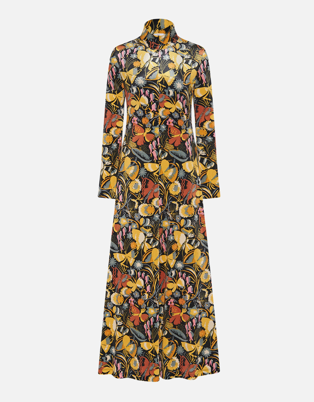Rosetta Getty Velvet Zip Up Maxi Turtleneck Dress -