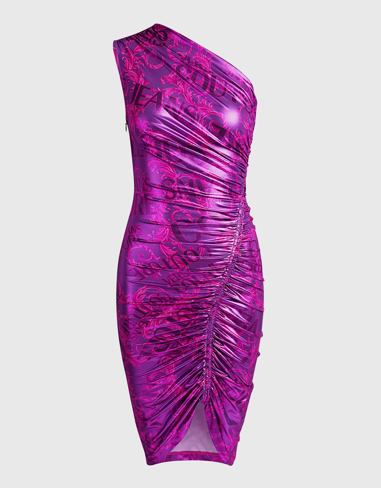 Versace Jeans Couture One-shoulder Asymmetric Hem Metallic Printed Mini Dress - IT
