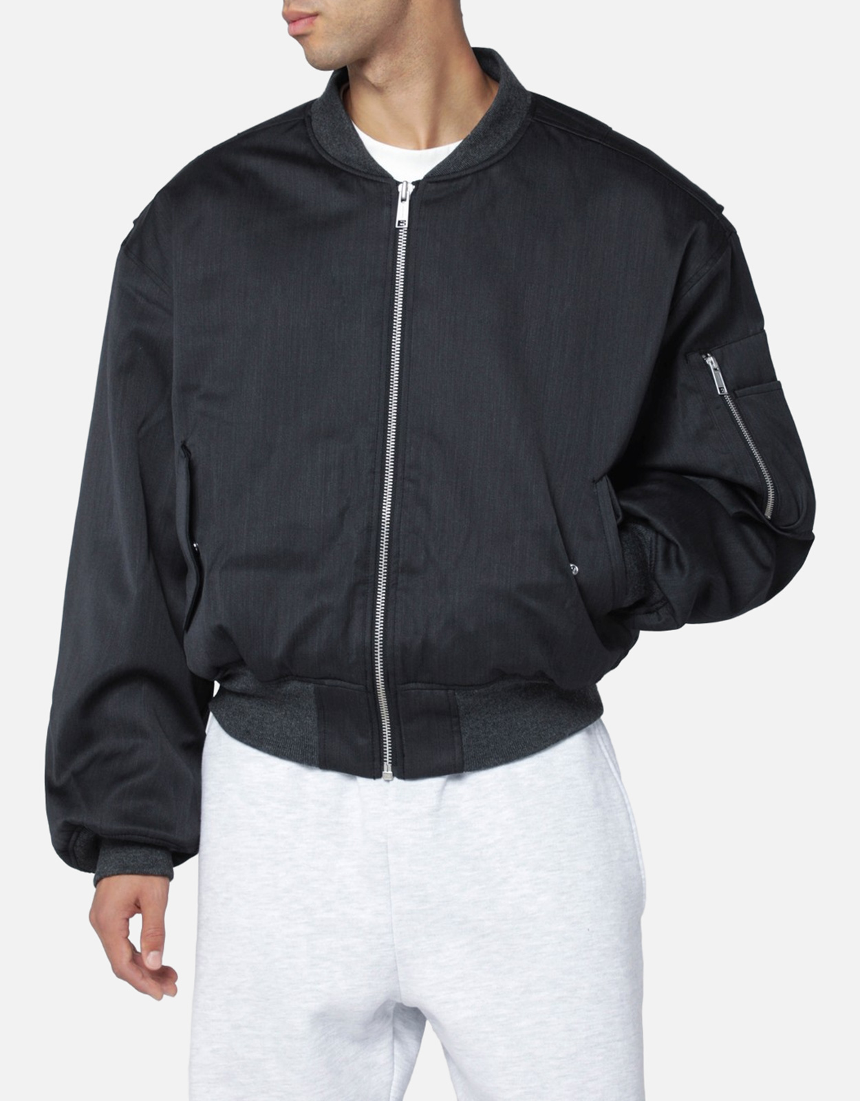 Entire Studios Grey wool-blend bomber jacket with zip
