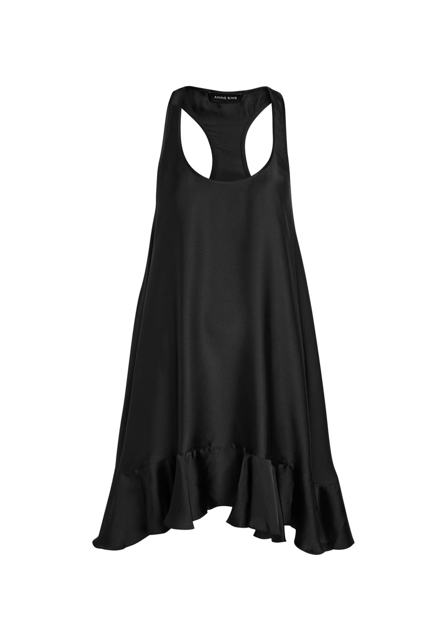 Anine Bing Lilith Silk-blend Mini Dress - Black