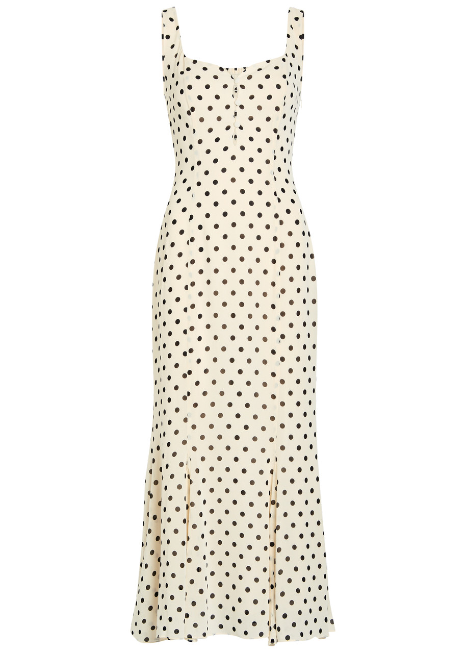 Reformation Laine Polka dot Georgette Maxi Dress - Black And White - S