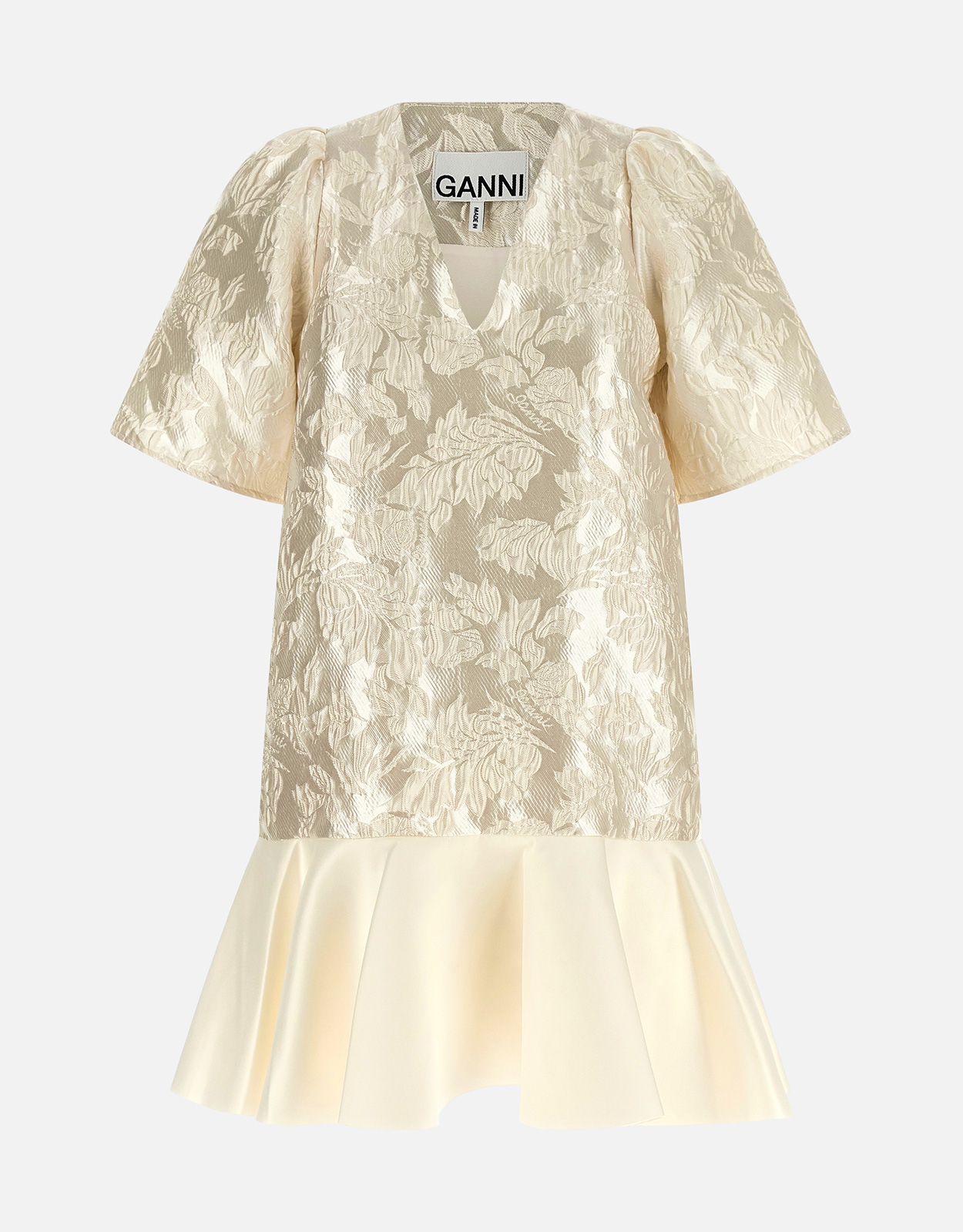 Ganni Satin Cloque Jacquard Mini Dress -
