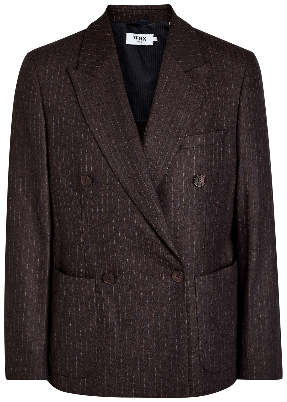 Wax London Vigo Pinstriped Woven Blazer - Brown -