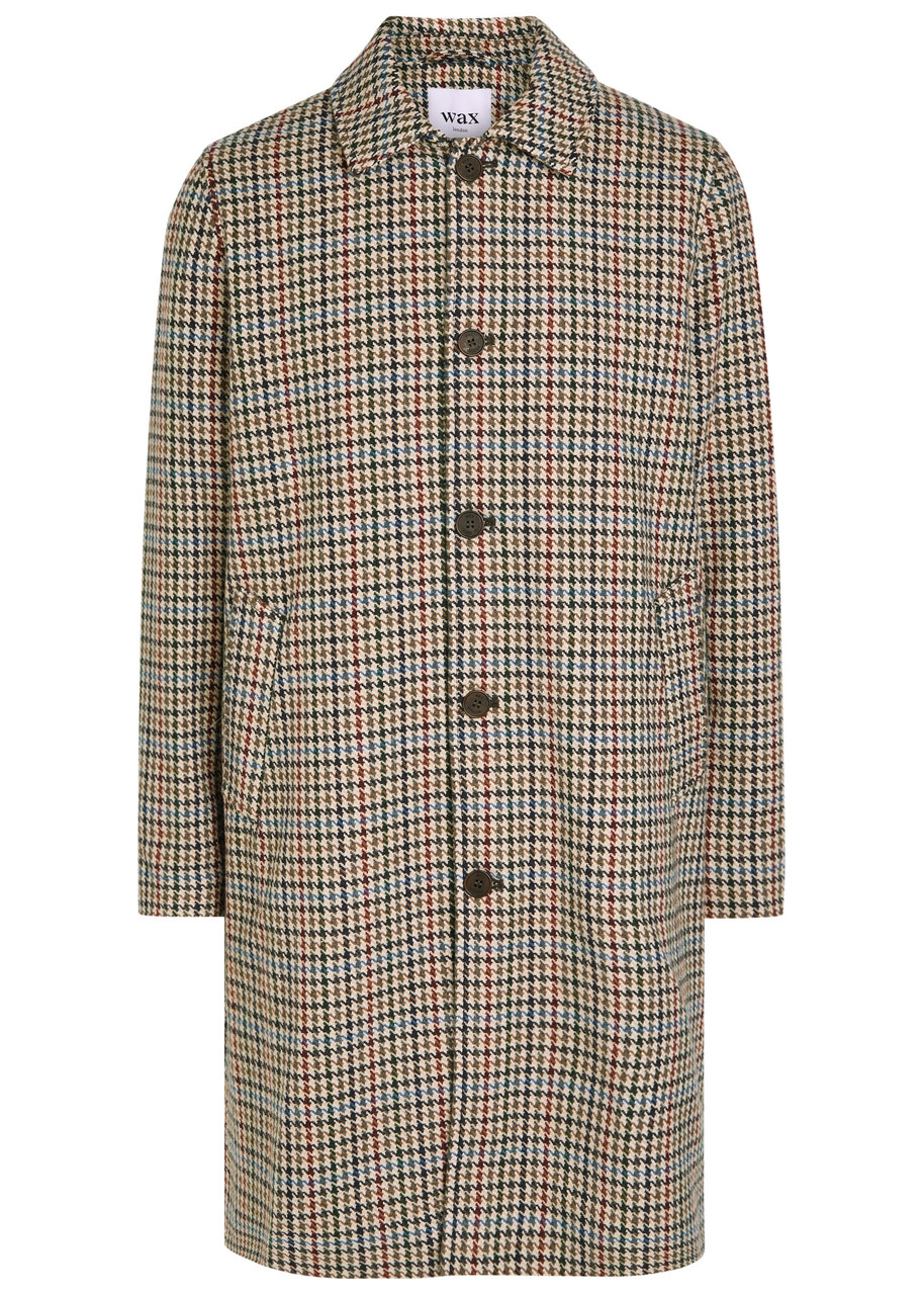 Wax London Houndstooth Wool-blend Coat - Beige