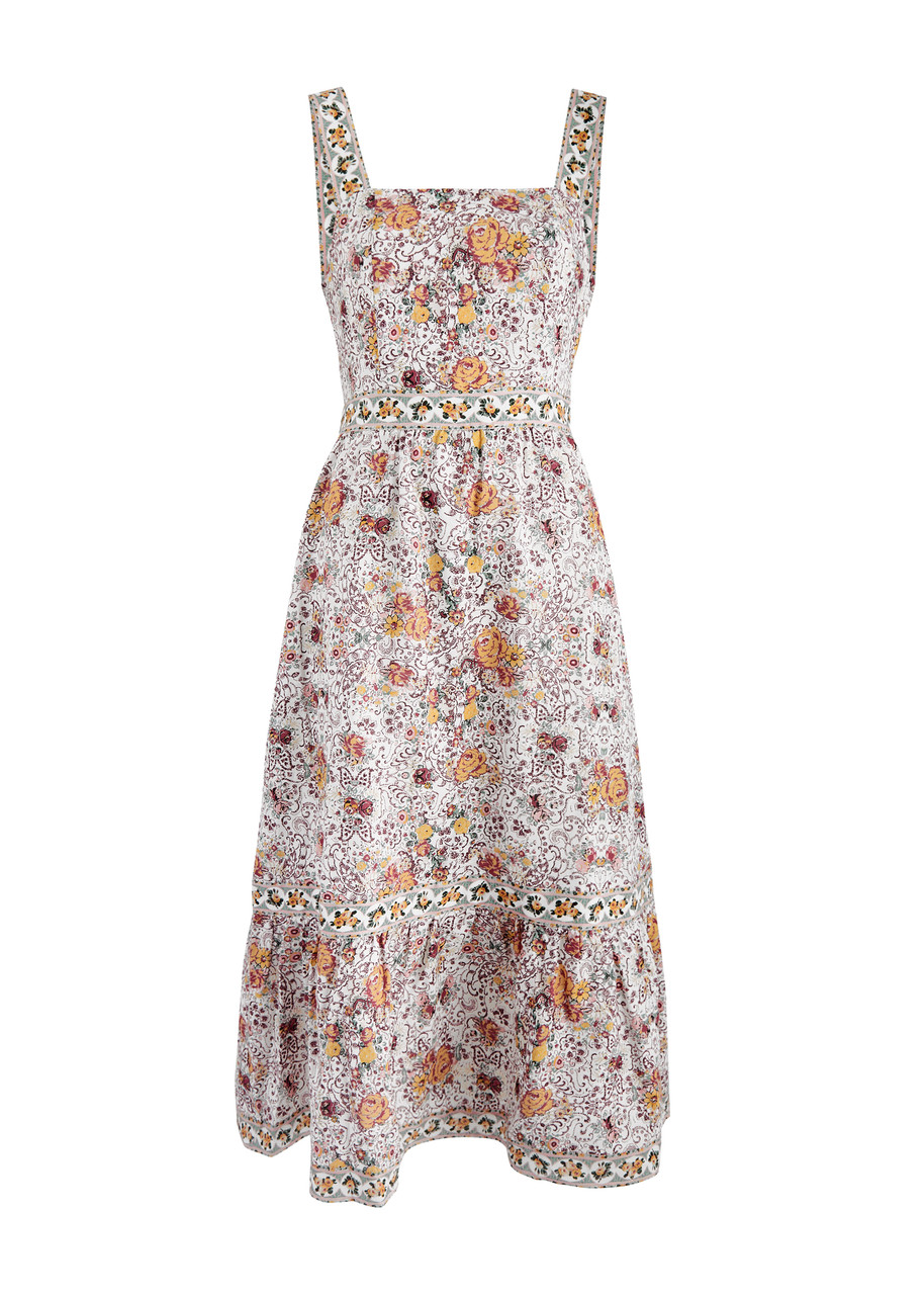 Paige Fiori Floral-print Linen-blend Midi Dress - Multicoloured -