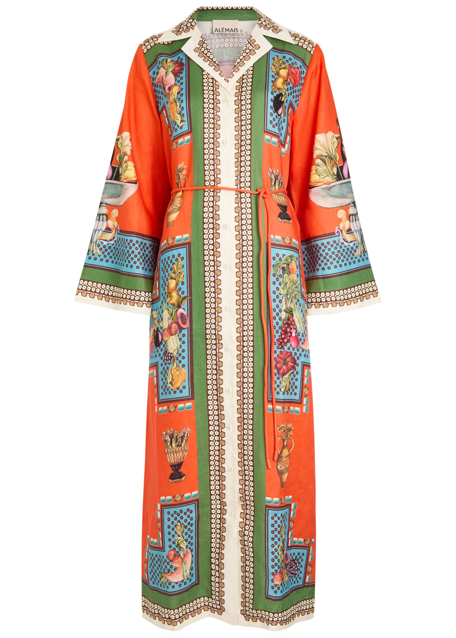 Alemais Rocco Printed Linen Maxi Shirt Dress - Multicoloured - M
