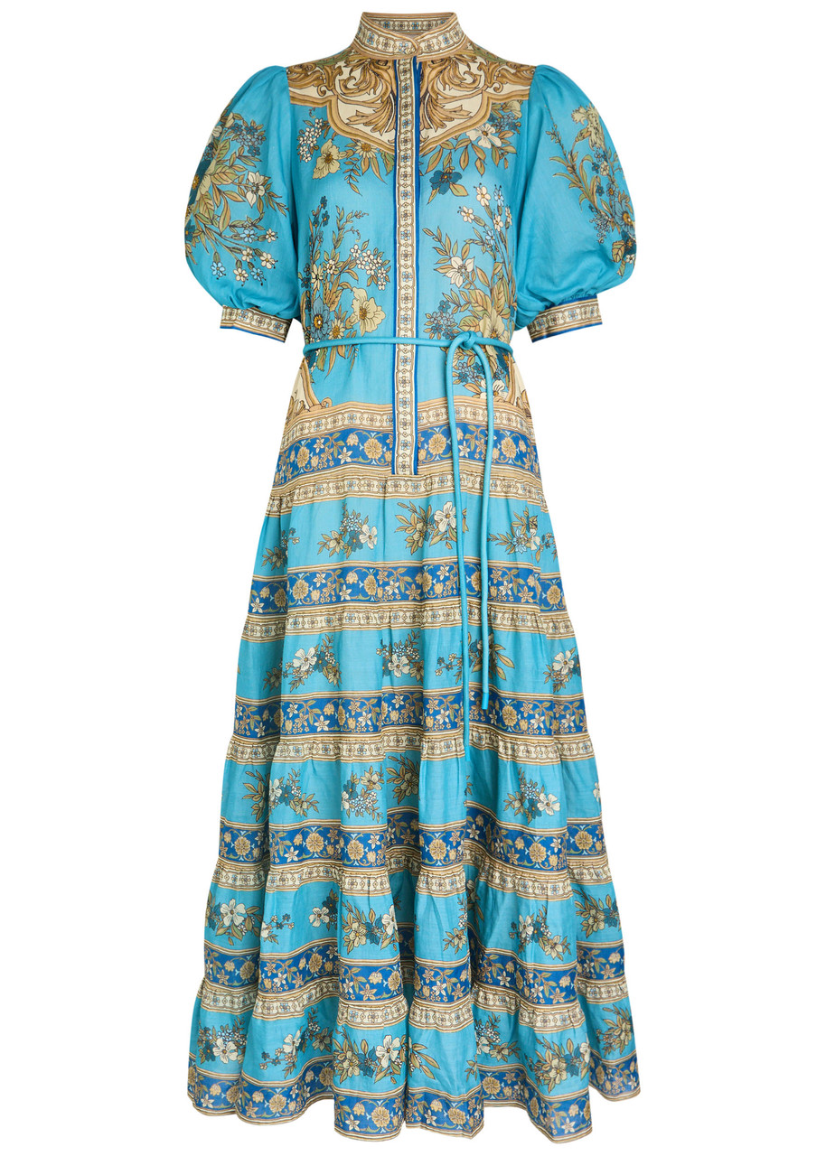 Alemais Cassie Printed Woven Midi Dress - Blue - S