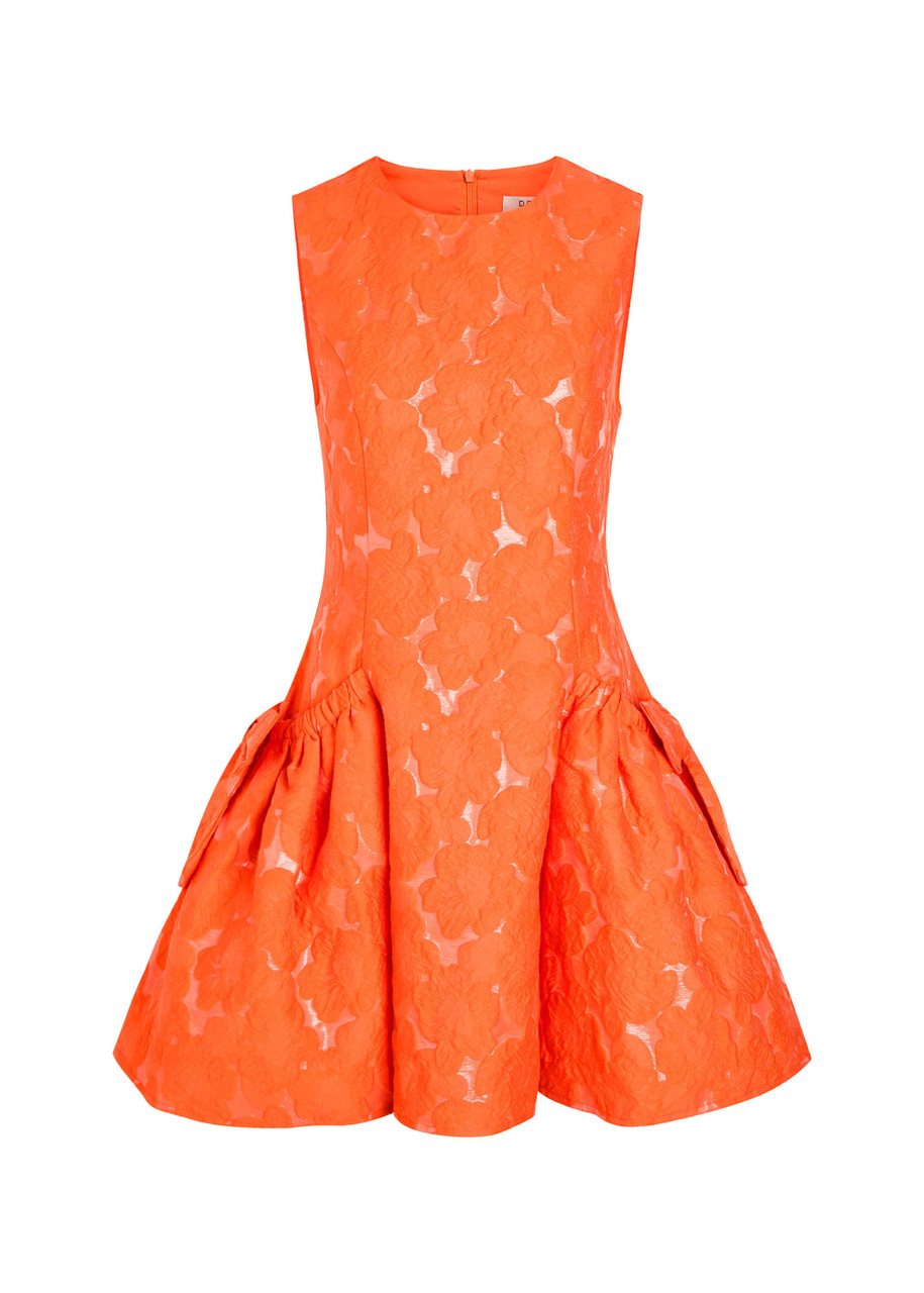 Sister Jane Floral-jacquard Cotton-blend Mini Dress - Orange - S