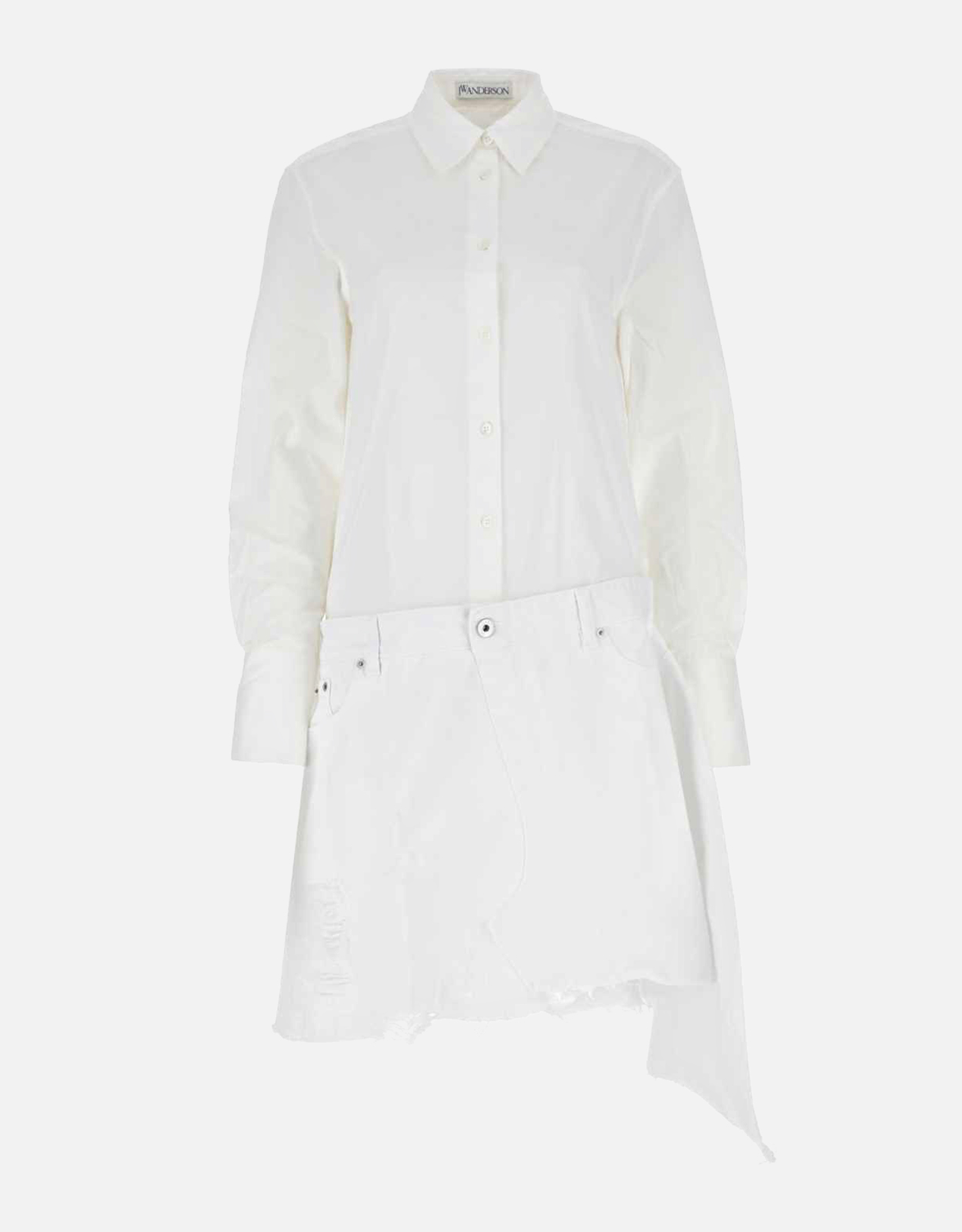 JW Anderson White Poplin And Denim Dress -