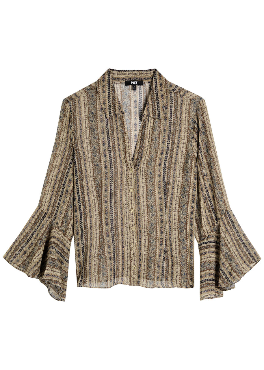 Paige Jasmeet Patterned Silk-chiffon Blouse - Brown - L L