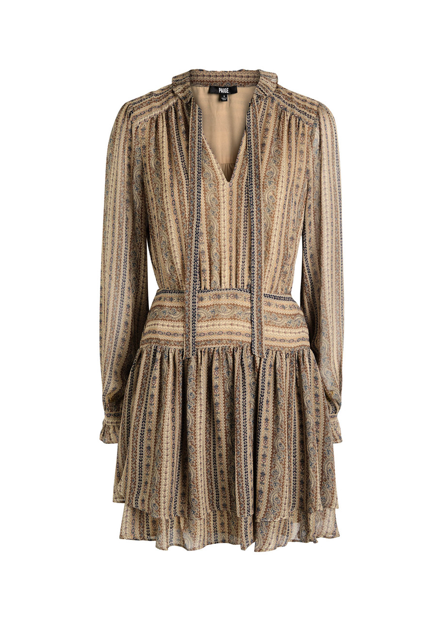 Paige Nantes Patterned Silk-chiffon Mini Dress - Brown - S