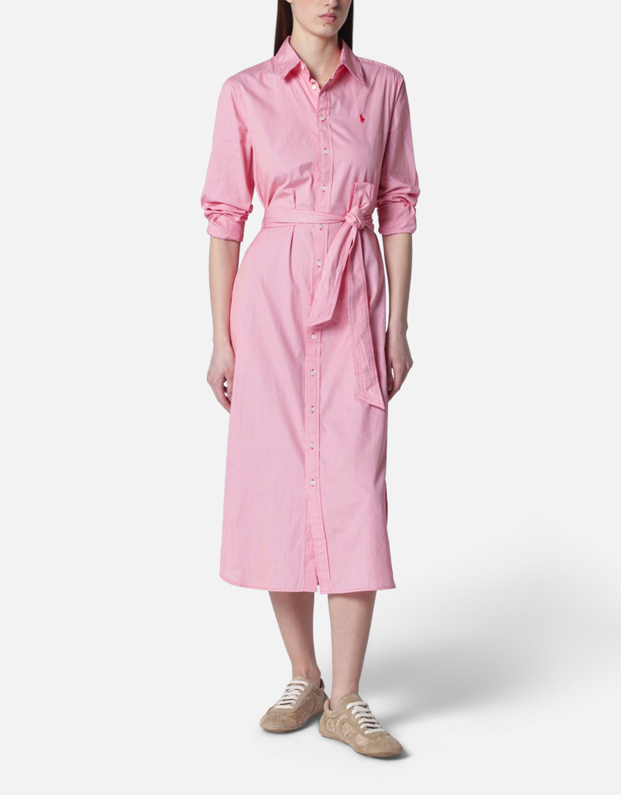 Polo Ralph Lauren Red And White Striped Cotton Shirt Dress - DK