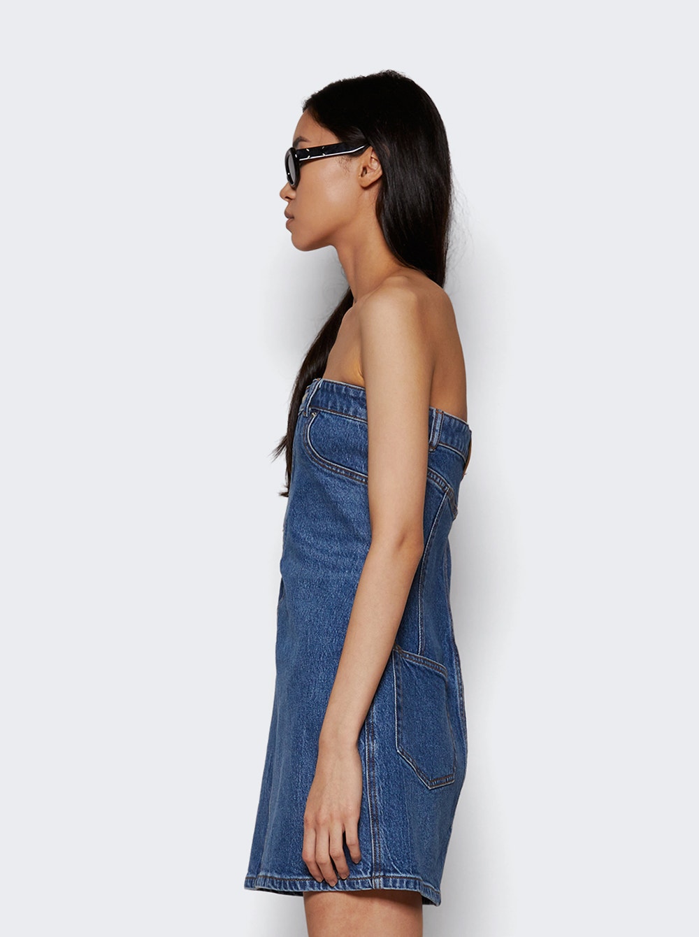 Stretch Denim Tube Dress Deep Blue