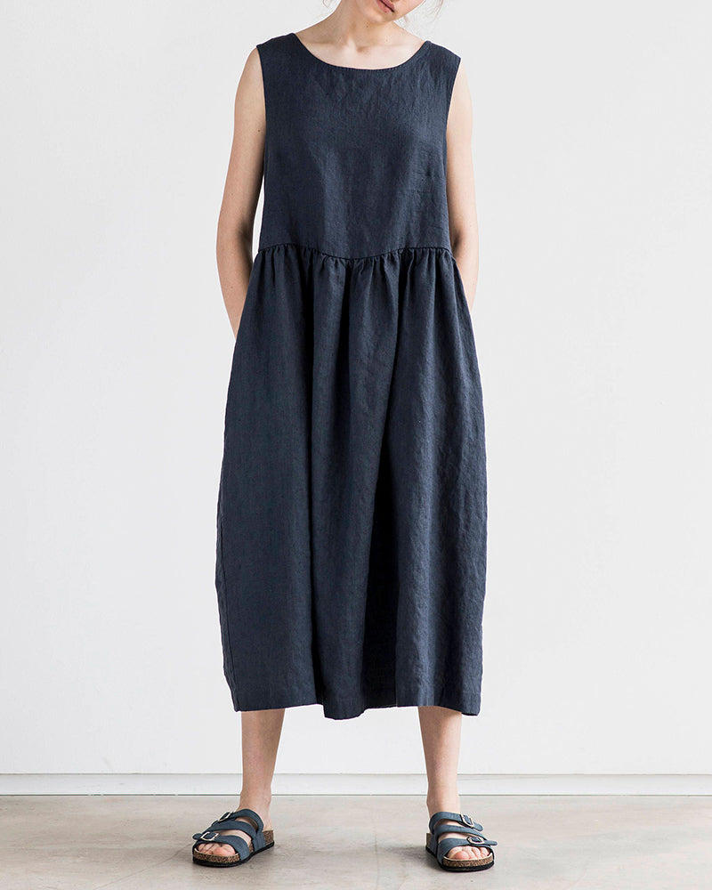 Loose Fit Maxi Dress - Navy Blue S