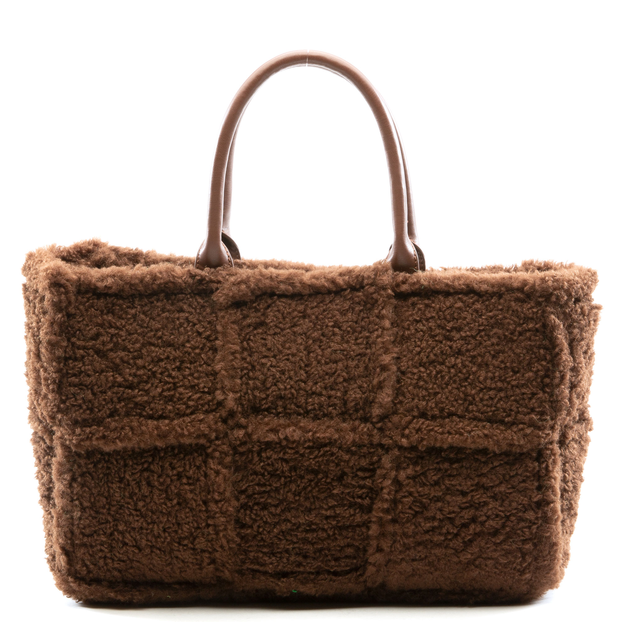 Women Soft Sherpa Handbag Chocolate Bags OS Chocolate