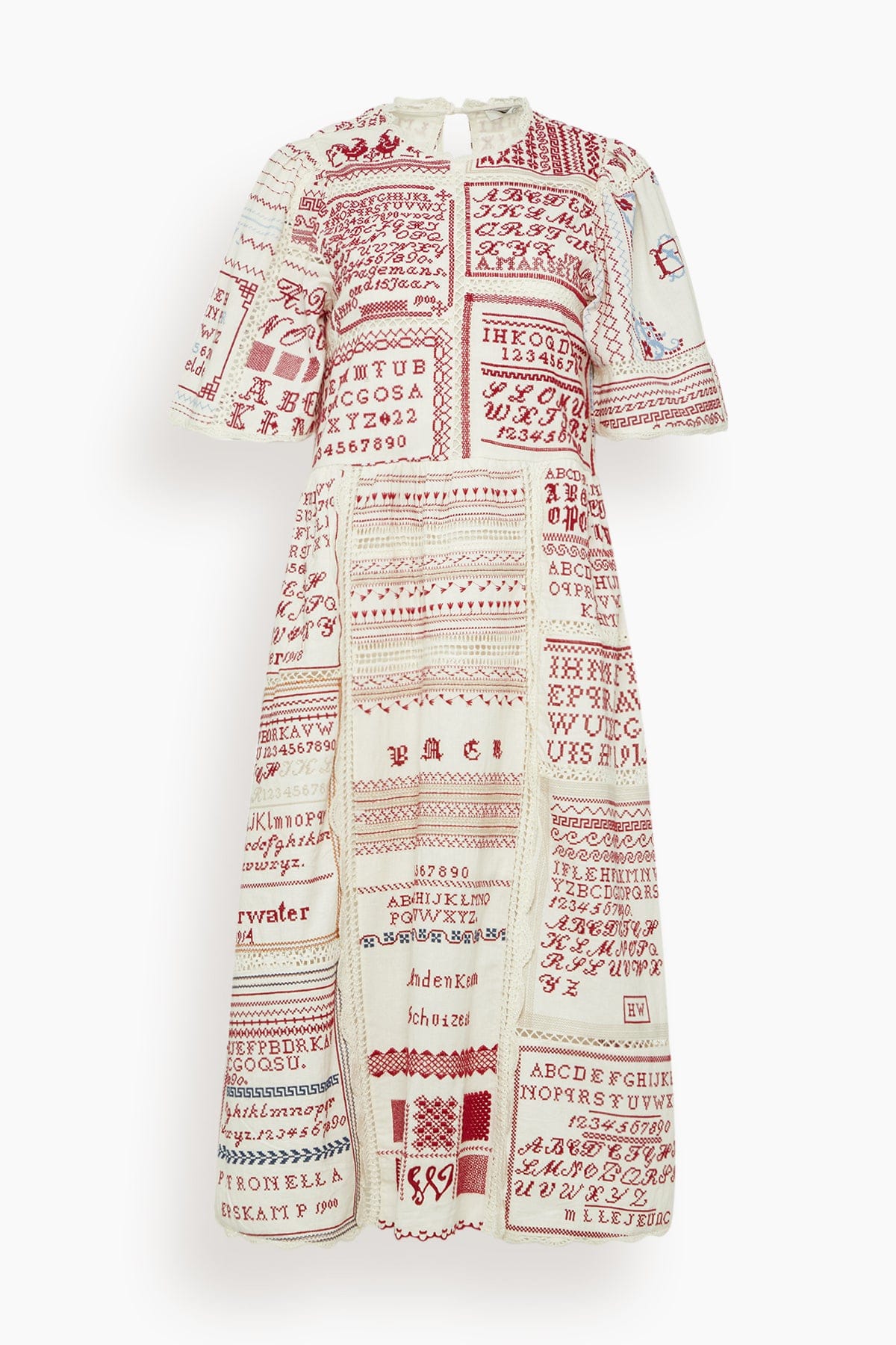 Kit Embroidered Short Sleeve Midi Dress