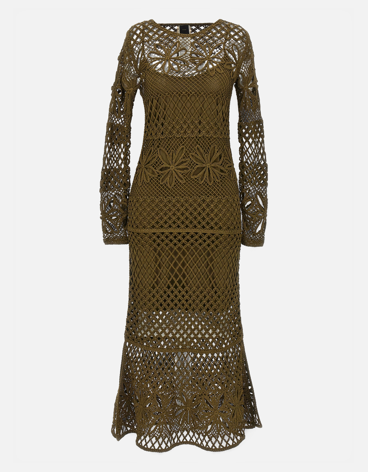 Pinko Crochet Effect Mesh Yarn Midi Dress